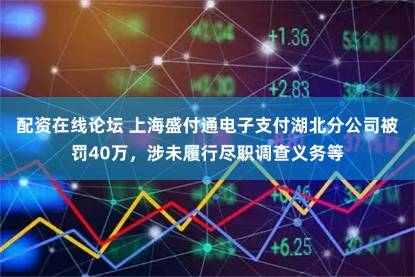 配资在线论坛 上海盛付通电子支付湖北分公司被罚40万，涉未履行尽职调查义务等