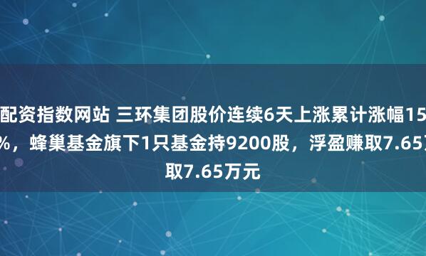 配资指数网站 三环集团股价连续6天上涨累计涨幅15.64%，蜂巢基金旗下1只基金持9200股，浮盈赚取7.65万元